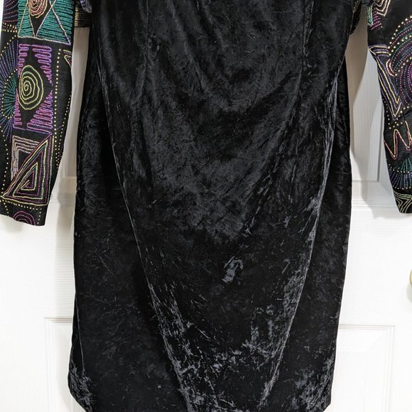 Ms Choice California Black Crushed Velvet Geometric Jacket Dress - 14 - Picture 5 of 16
